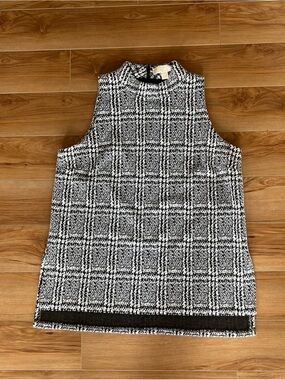 MICHAEL Michael Kors Black and White Plaid Sleeveless Tank
